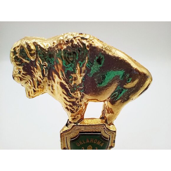 Dinner Bell Oklahoma The Sooner State Gold Buffalo Vintage 3.25 Inch Souvenir - Picture 3 of 13